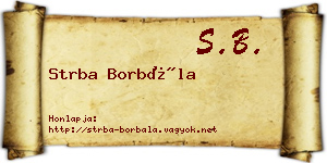 Strba Borbála névjegykártya