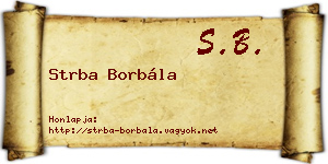 Strba Borbála névjegykártya